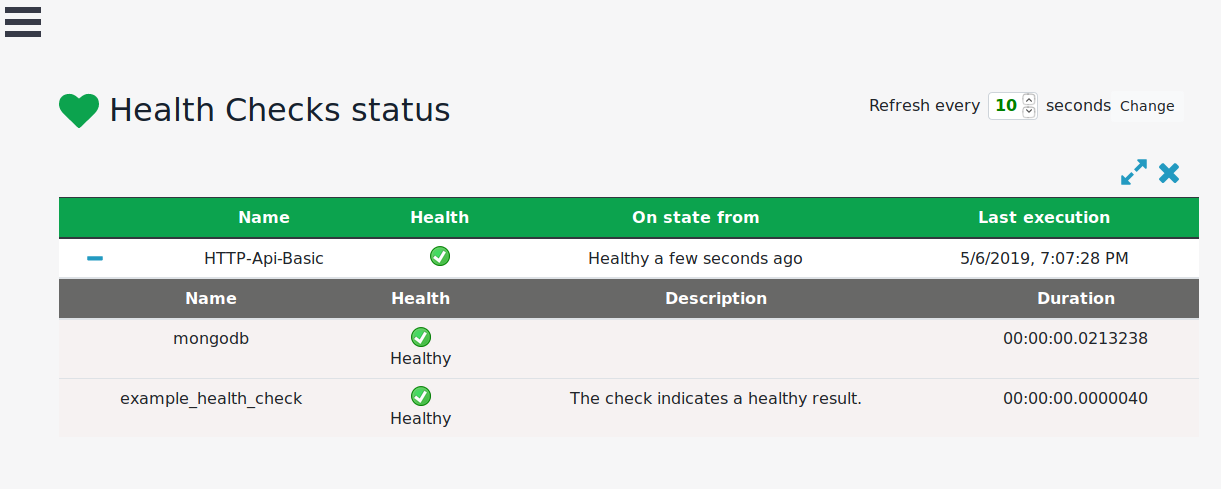 Custom health check in database