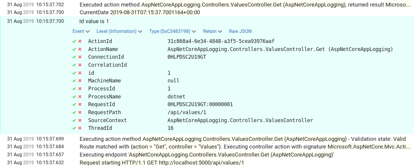 Seq log details