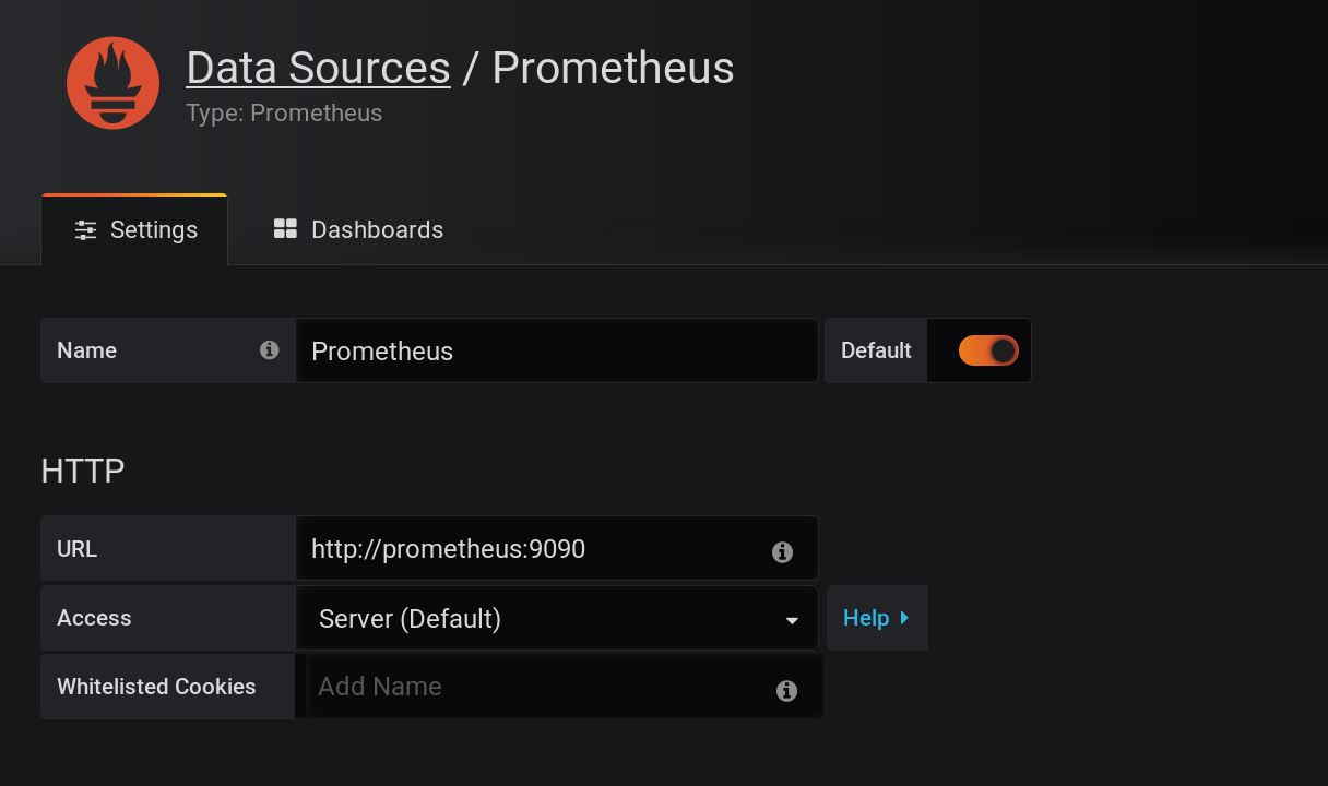 Configure prometheus data source