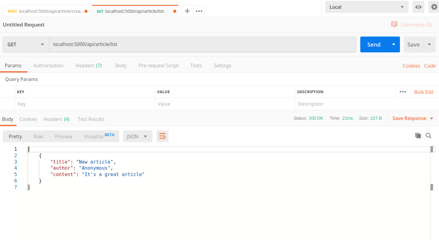 Get request in Postman